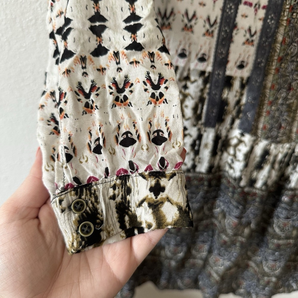Anthropologie Tiny Dress Womens Small Gaina Floral Drop Waist Long Sleeve‎ Boho - Picture 4 of 9